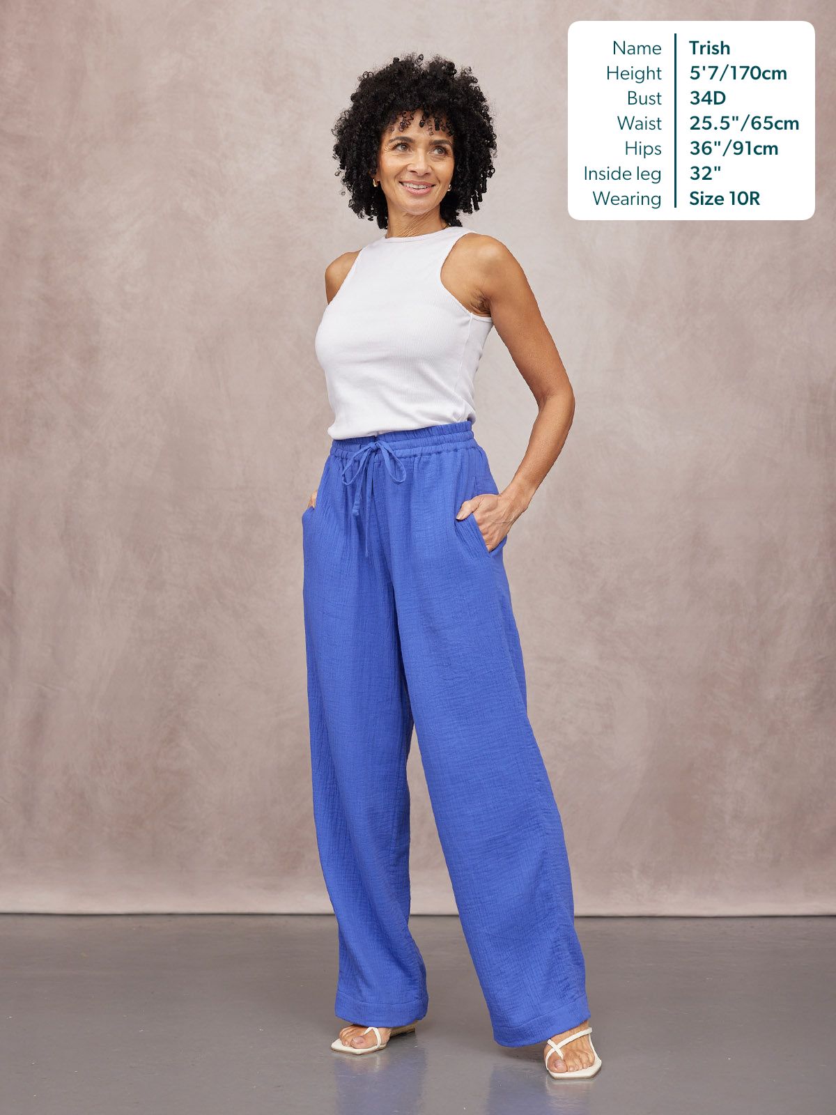 Joy Cotton Crinkle Trouser - Cobalt Blue