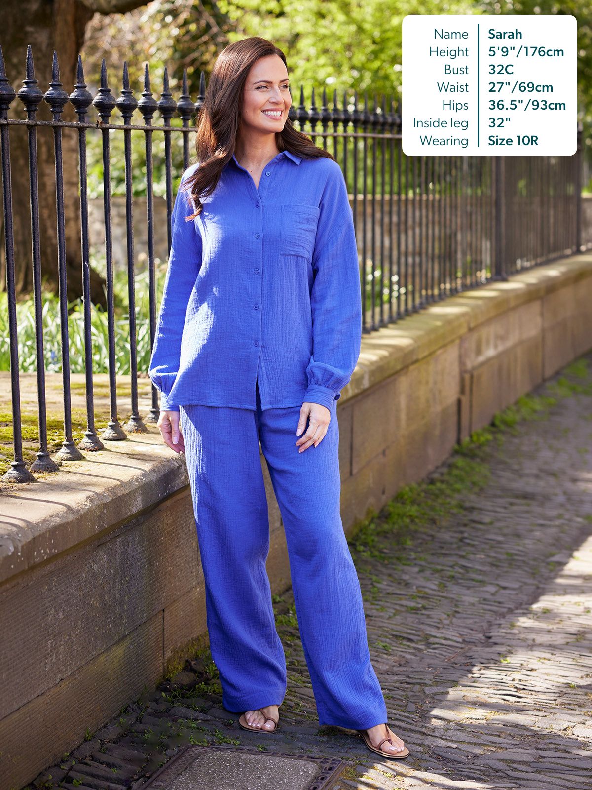 Joy Cotton Crinkle Trouser - Cobalt Blue