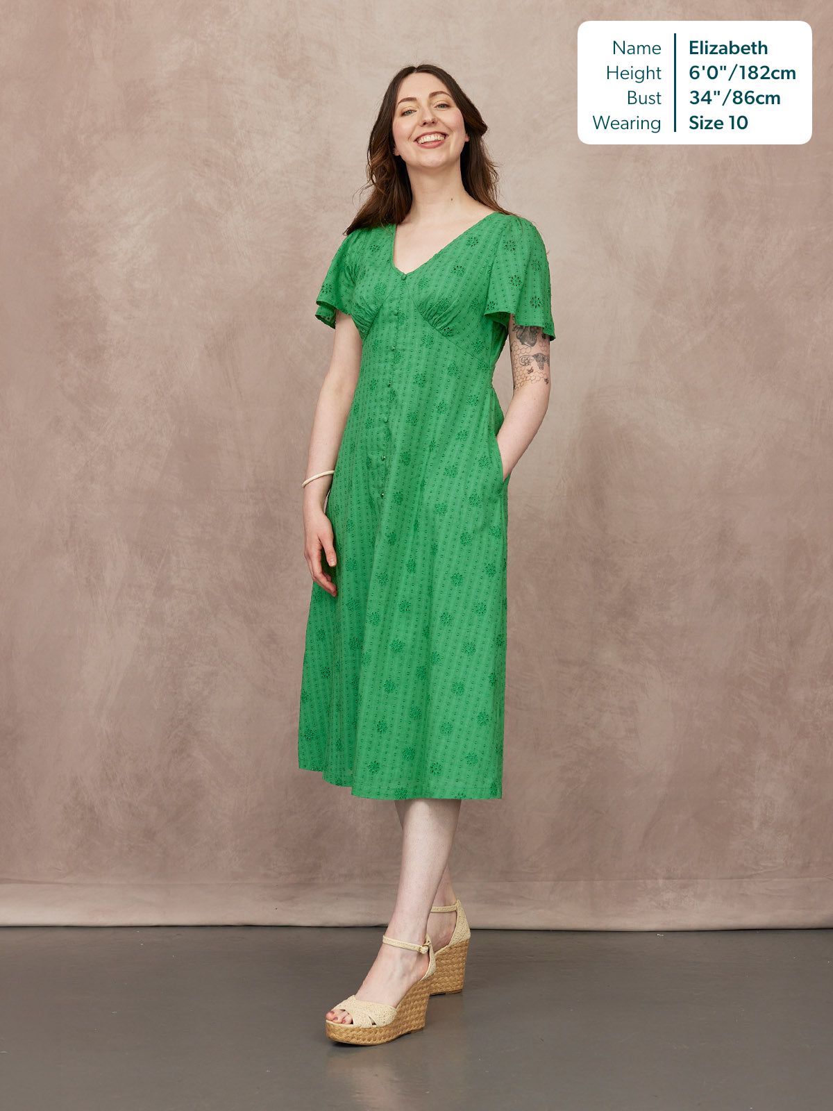 Allegra Broderie Dress - Green