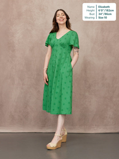 Allegra Broderie Dress - Green