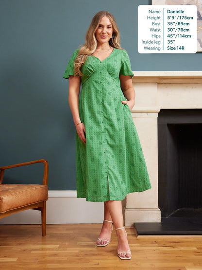 Allegra Broderie Dress - Green