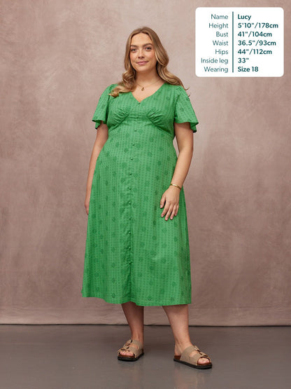 Allegra Broderie Dress - Green