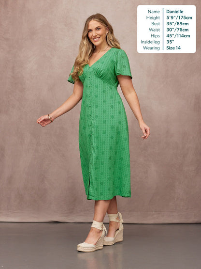 Allegra Broderie Dress - Green