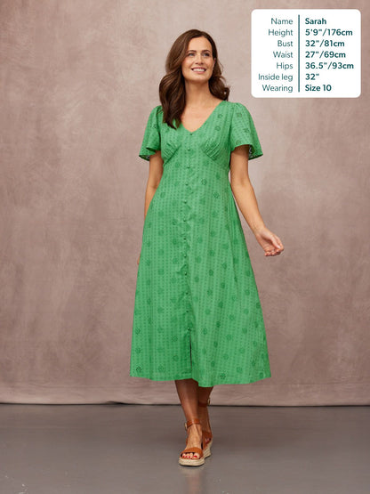 Allegra Broderie Dress - Green