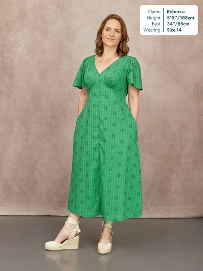 Allegra Broderie Dress - Green
