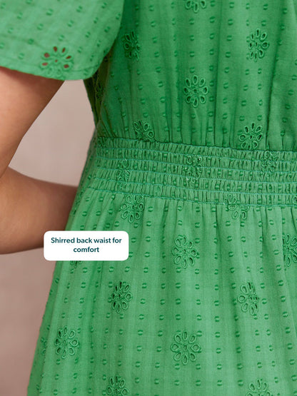 Allegra Broderie Dress - Green