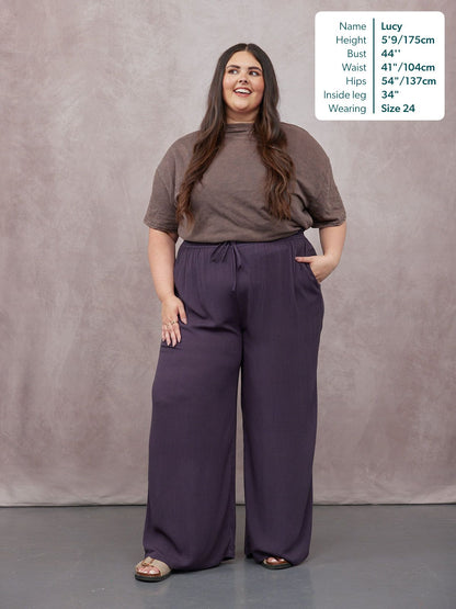 Celia Crinkle Trouser - Washed Navy