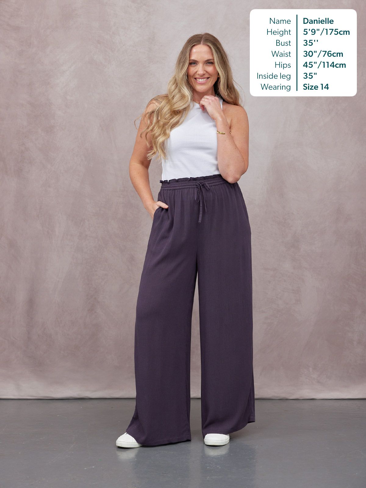 Celia Crinkle Trouser - Washed Navy
