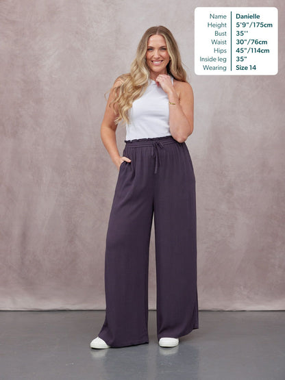 Celia Crinkle Trouser - Washed Navy