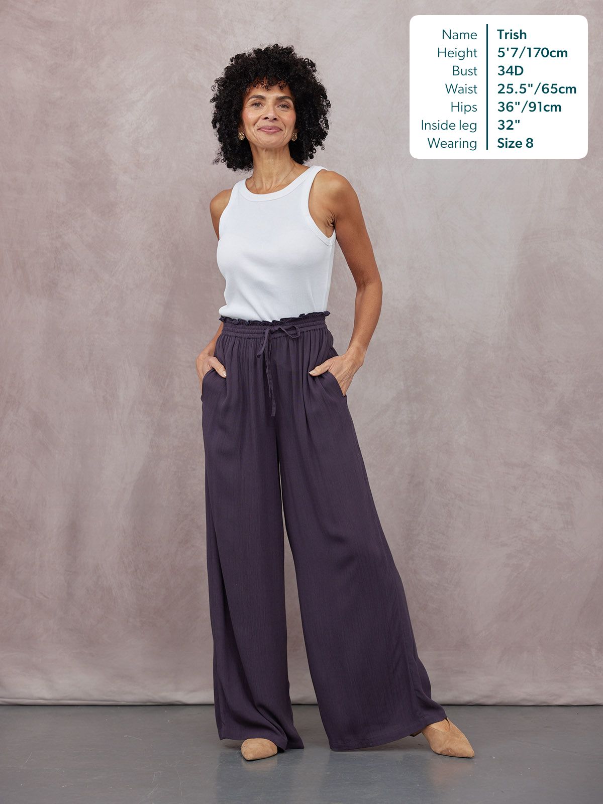 Celia Crinkle Trouser - Washed Navy