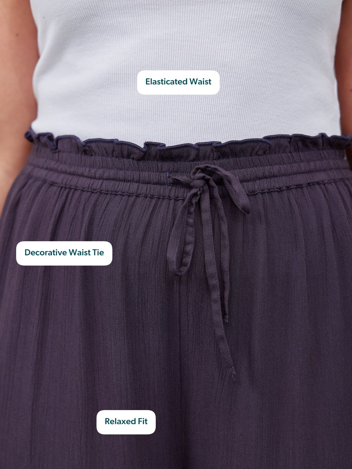 Celia Crinkle Trouser - Washed Navy