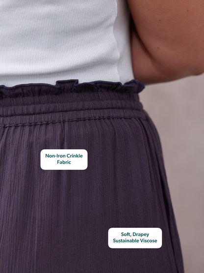 Celia Crinkle Trouser - Washed Navy