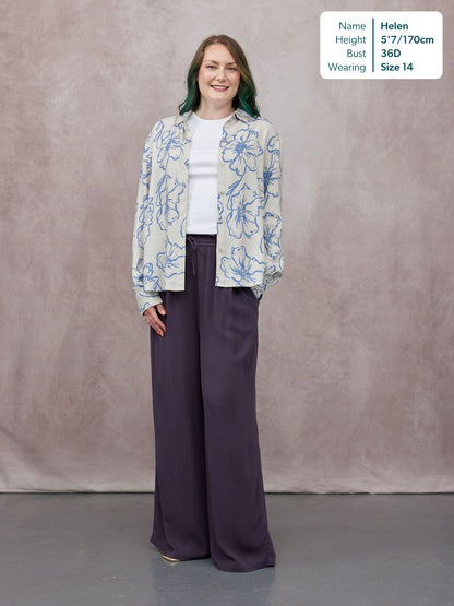 Celia Crinkle Trouser - Washed Navy