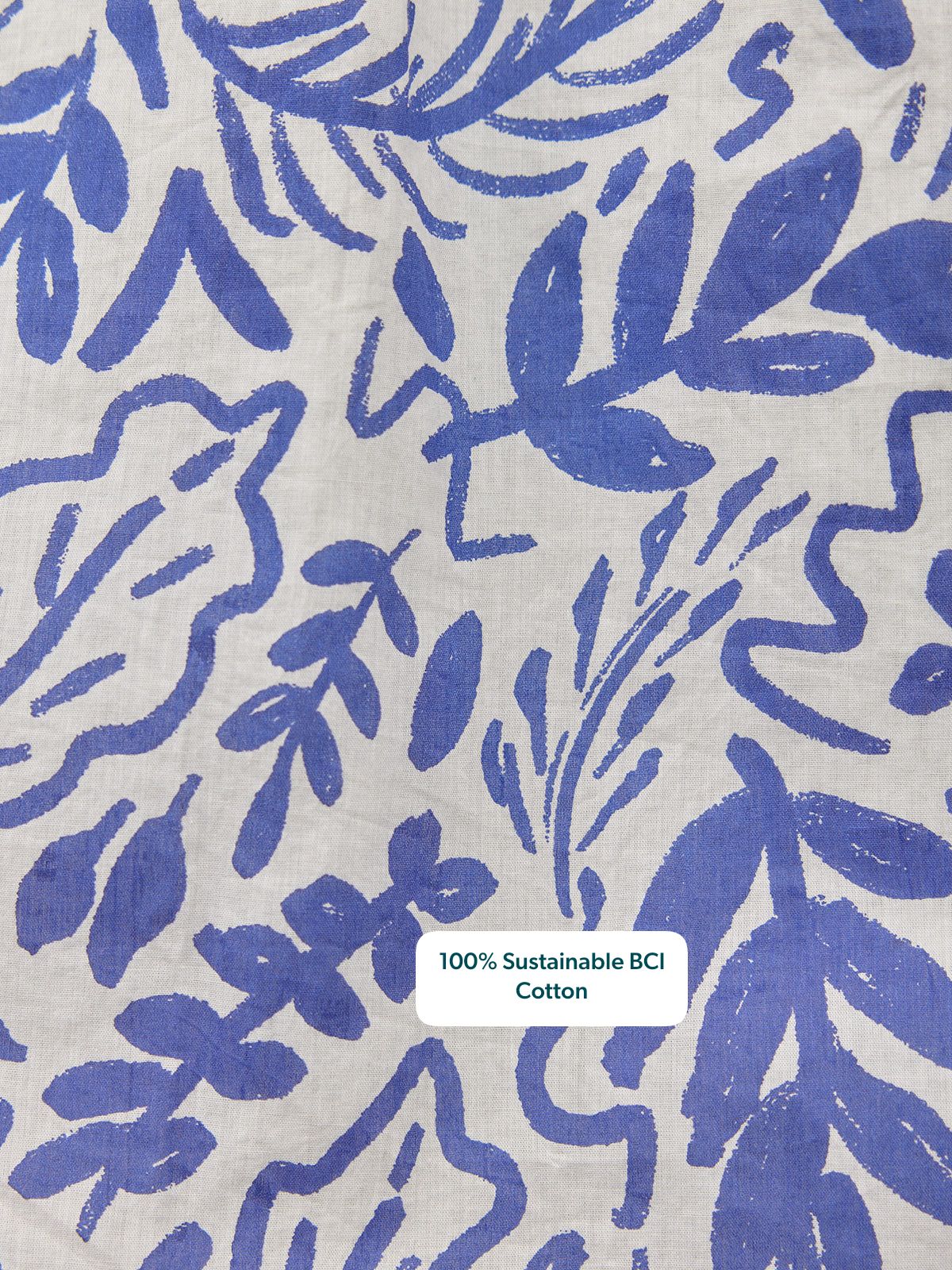 Fern Relaxed Dress - Blue & White Leaf Print