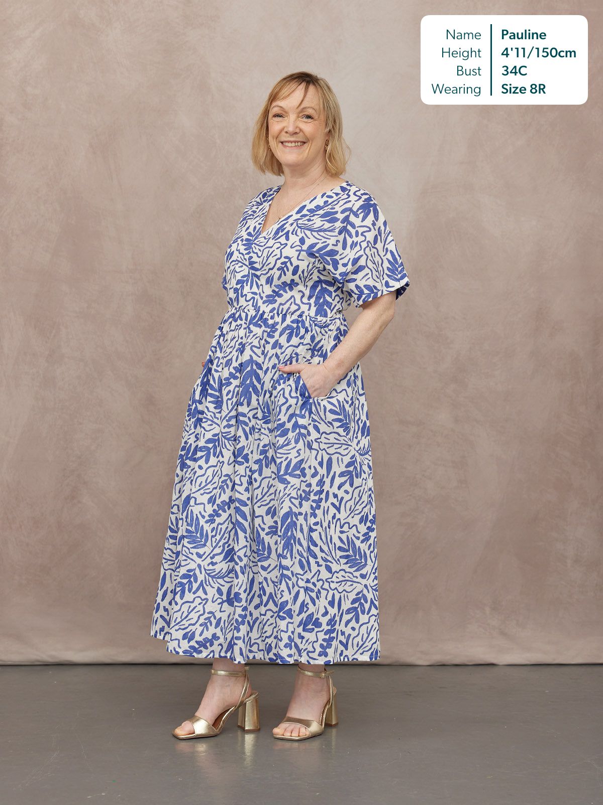 Fern Relaxed Dress - Blue & White Leaf Print