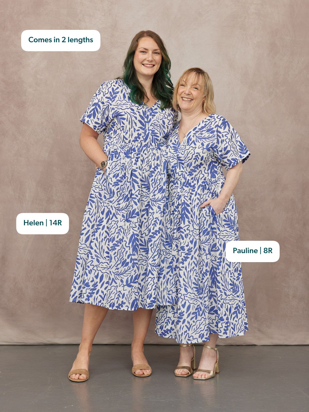 Fern Relaxed Dress - Blue & White Leaf Print
