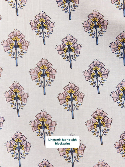 Flora Block Print Dress - Ecru Print
