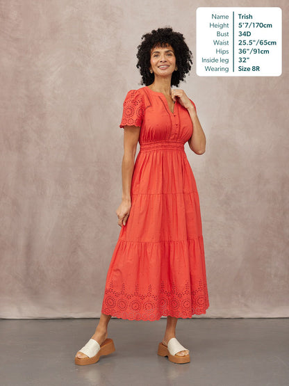 Georgie Cotton Summer Dress - Red