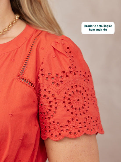 Georgie Cotton Summer Dress - Red