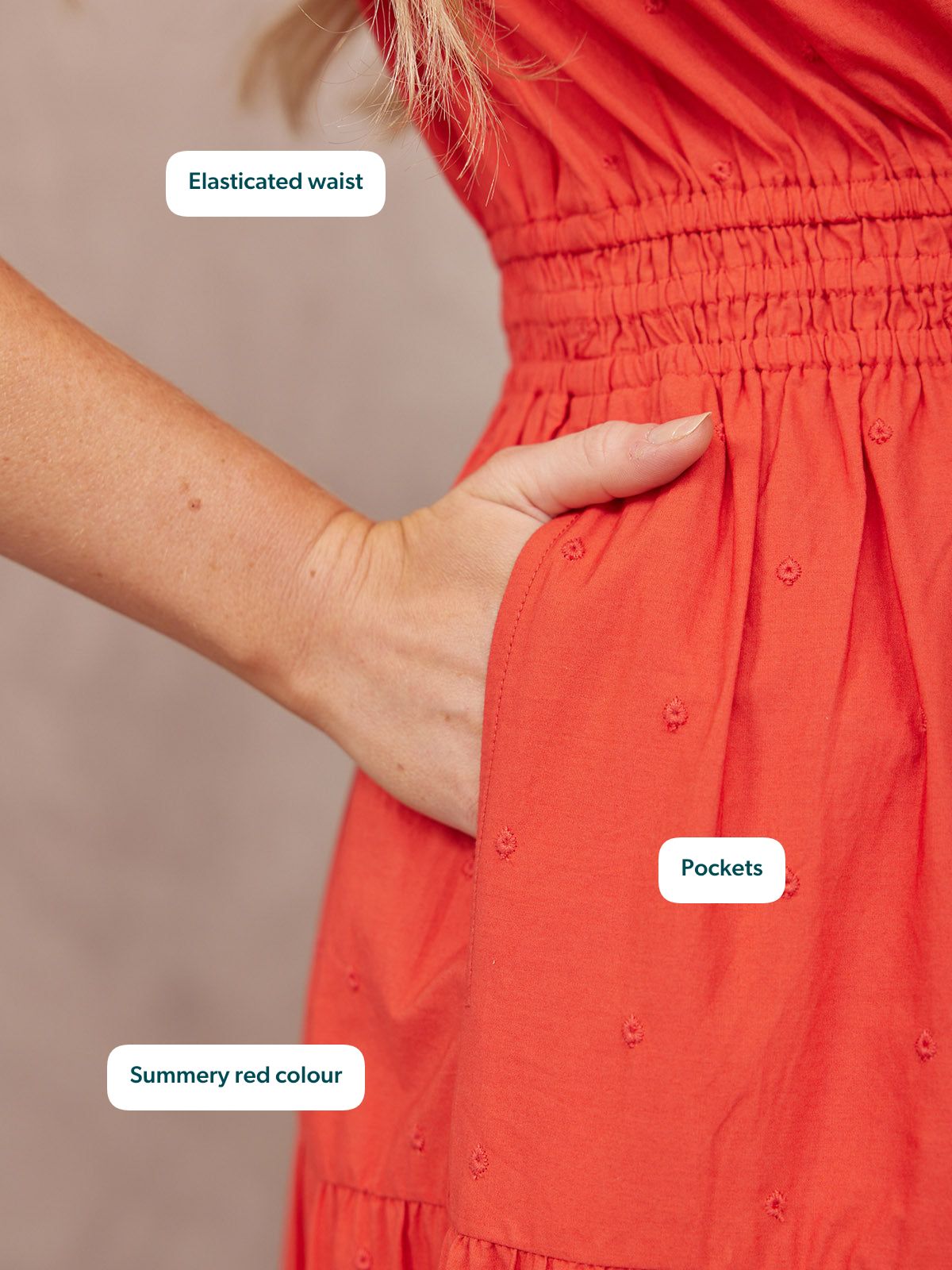 Georgie Cotton Summer Dress - Red