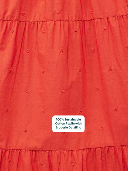 Georgie Cotton Summer Dress - Red