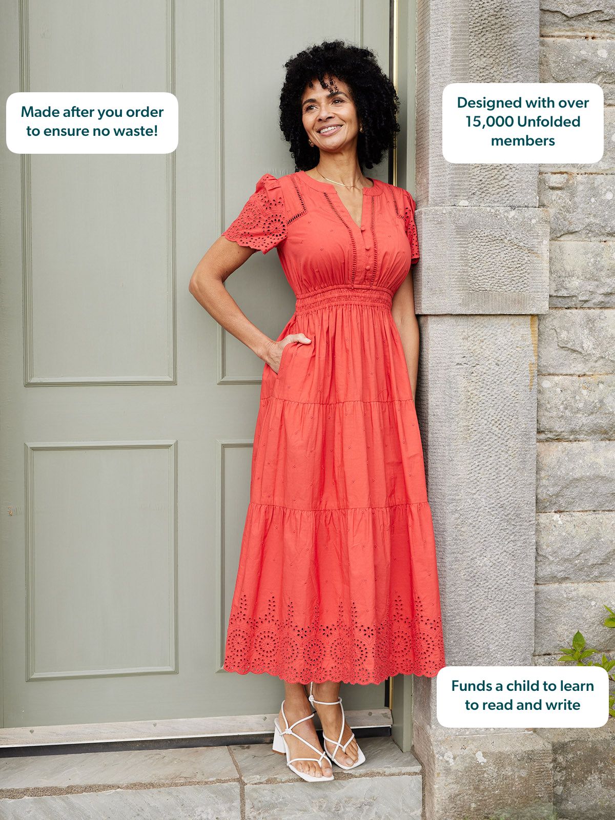 Georgie Cotton Summer Dress - Red
