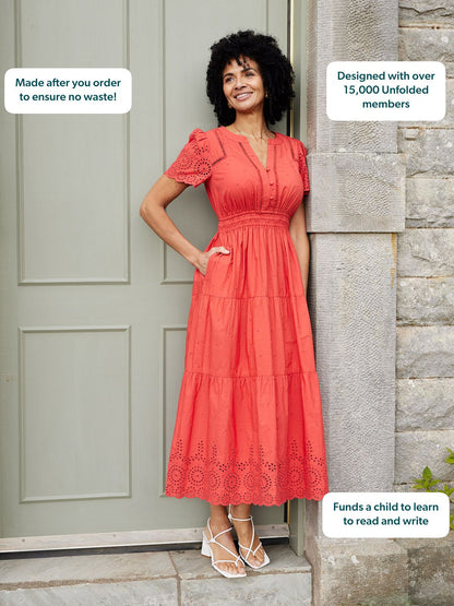 Georgie Cotton Summer Dress - Red