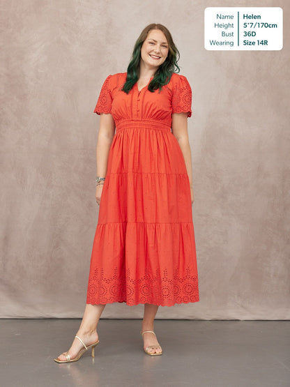 Georgie Cotton Summer Dress - Red