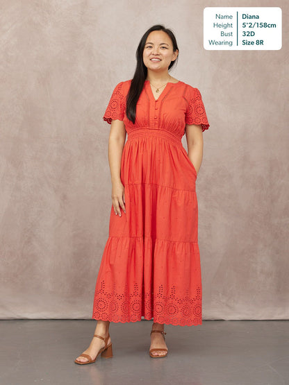 Georgie Cotton Summer Dress - Red