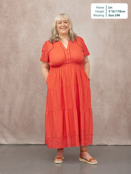 Georgie Cotton Summer Dress - Red