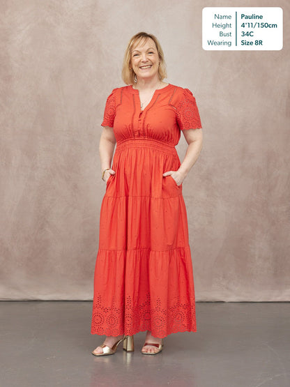 Georgie Cotton Summer Dress - Red