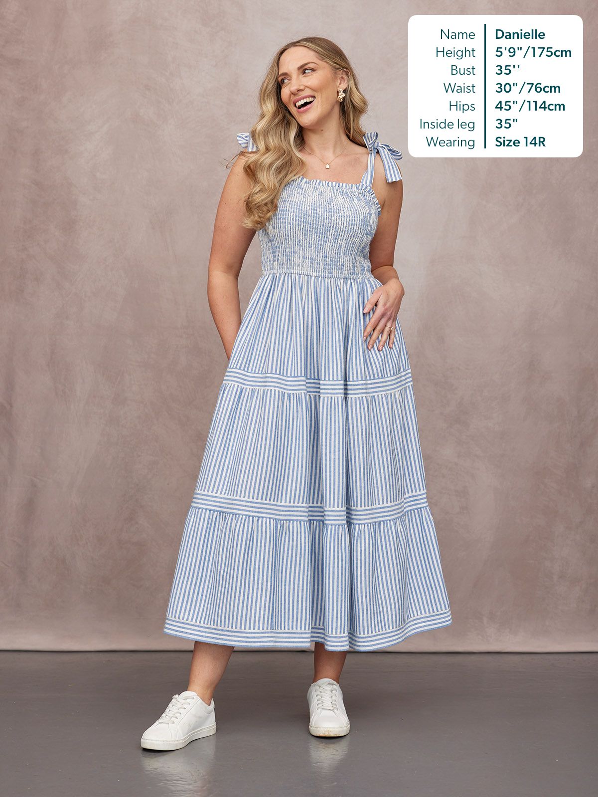 Joan Bow Strap Dress - Blue & White Stripe
