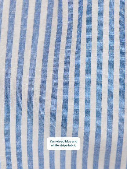 Joan Bow Strap Dress - Blue & White Stripe