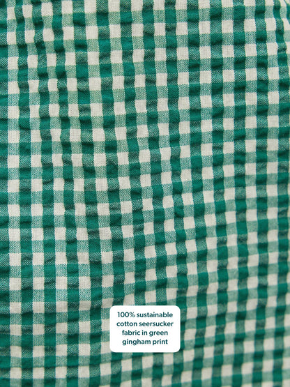 Judy Square Neck Dress - Green Gingham